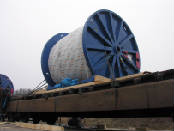 2 heavy cable drums for the longest cableway across the Volga River in Russia.