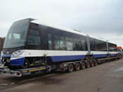 Delivery of the first low-floor tram to Riga.